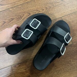 J/SLIDES Black Chunky Sole Sandals